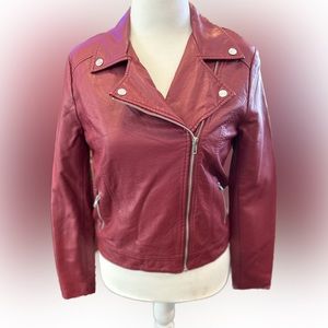 Forever 21 red faux leather jacket size medium